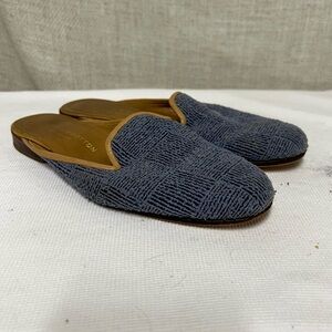 Stubbs & Wootton Navy Textured Slip-On Mules